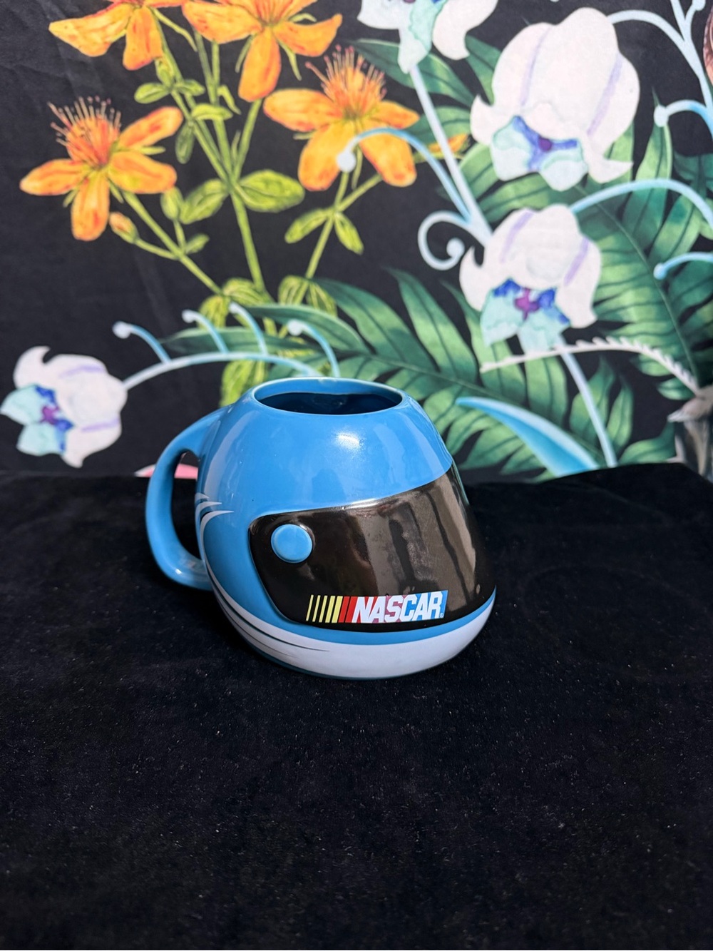Nascar Blue Helmet-Shaped Mug with Black Visor